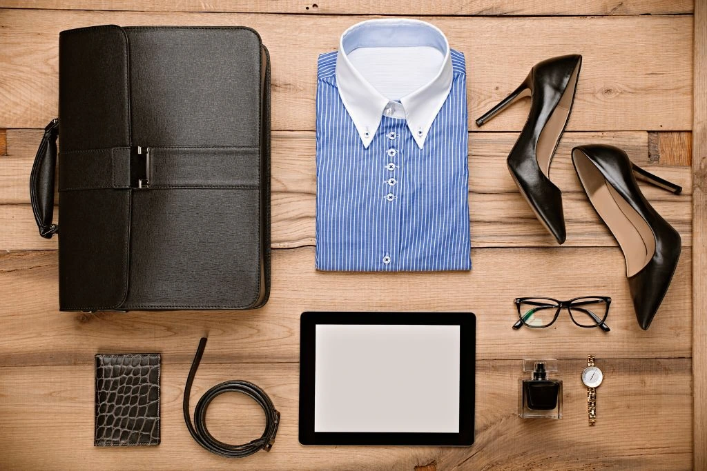 flat lay image of women's business outfit