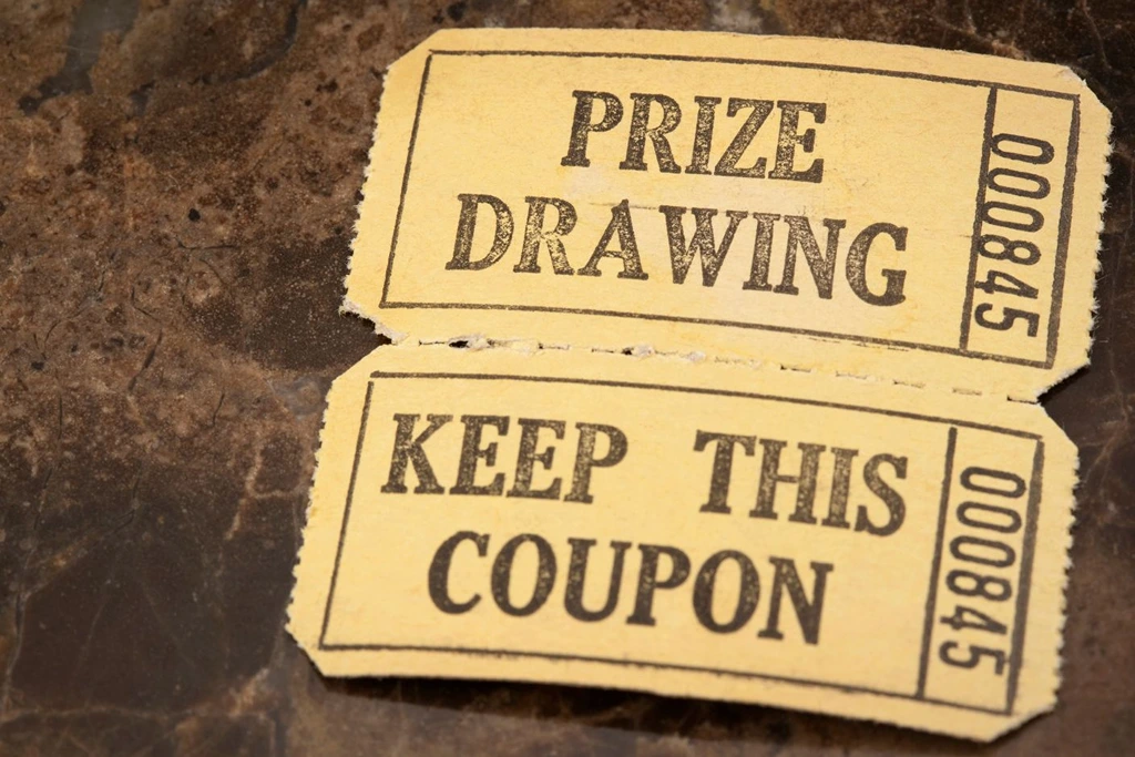 prize tickets on brown background