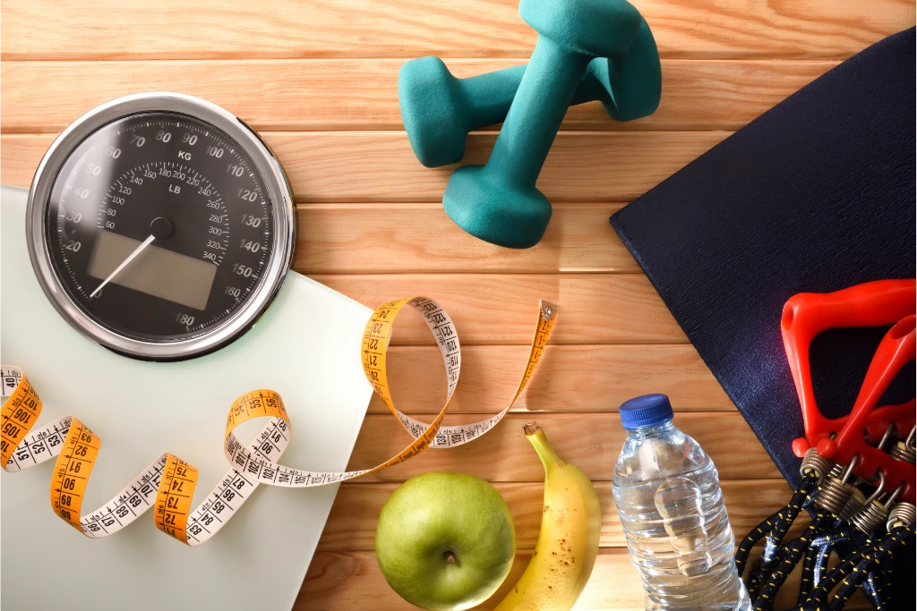 health and fitness accessories on top of a table
